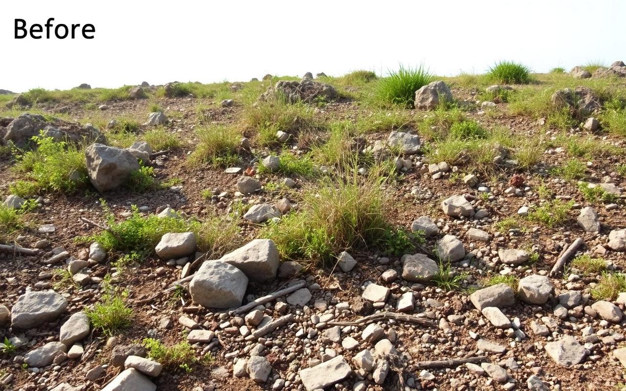 Raw rocky land before